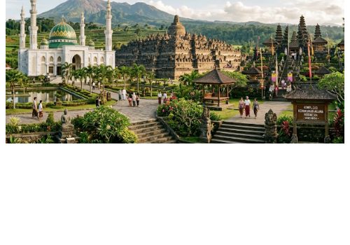 Ilustrasi tempat ibadah di Indonesia